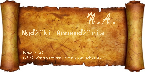 Nyéki Annamária névjegykártya